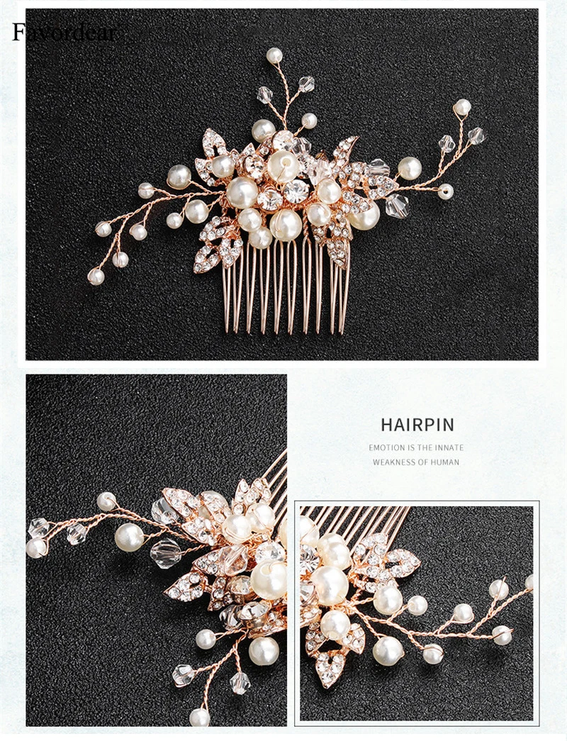 Великолепный золотой жемчуг кристалл пресноводный свадебный гребень элегантный сплав свадебный головной убор аксессуары для волос