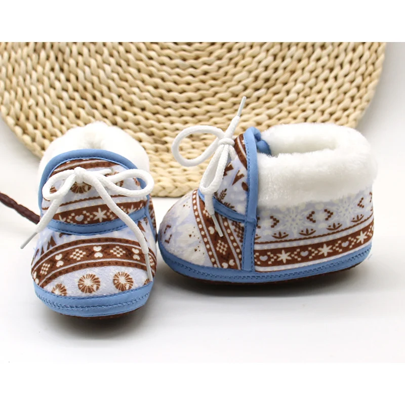 Г. Новая детская обувь зимняя обувь для малышей, девочек, первый шаг, утолщенная мягкая обувь на шнуровке с принтом, бархатная теплая хлопковая обувь детская обувь