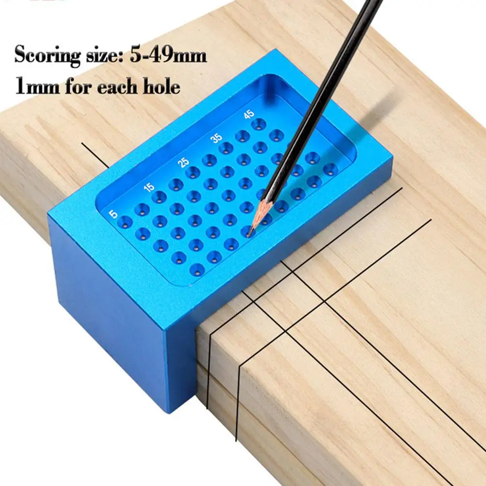 

HiMISS Alloy Mini Woodworking Ruler Portable T-shaped Hole Positioning Scriber Gauge for Carpenter Scribe Measuring Tools