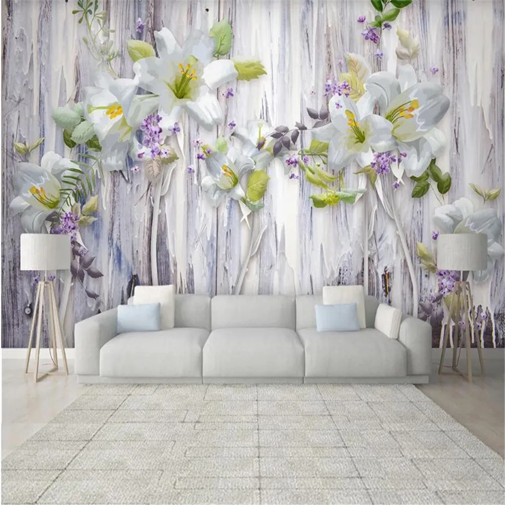 

milofi custom wallpaper mural 3d three-dimensional lily relief new style background wall