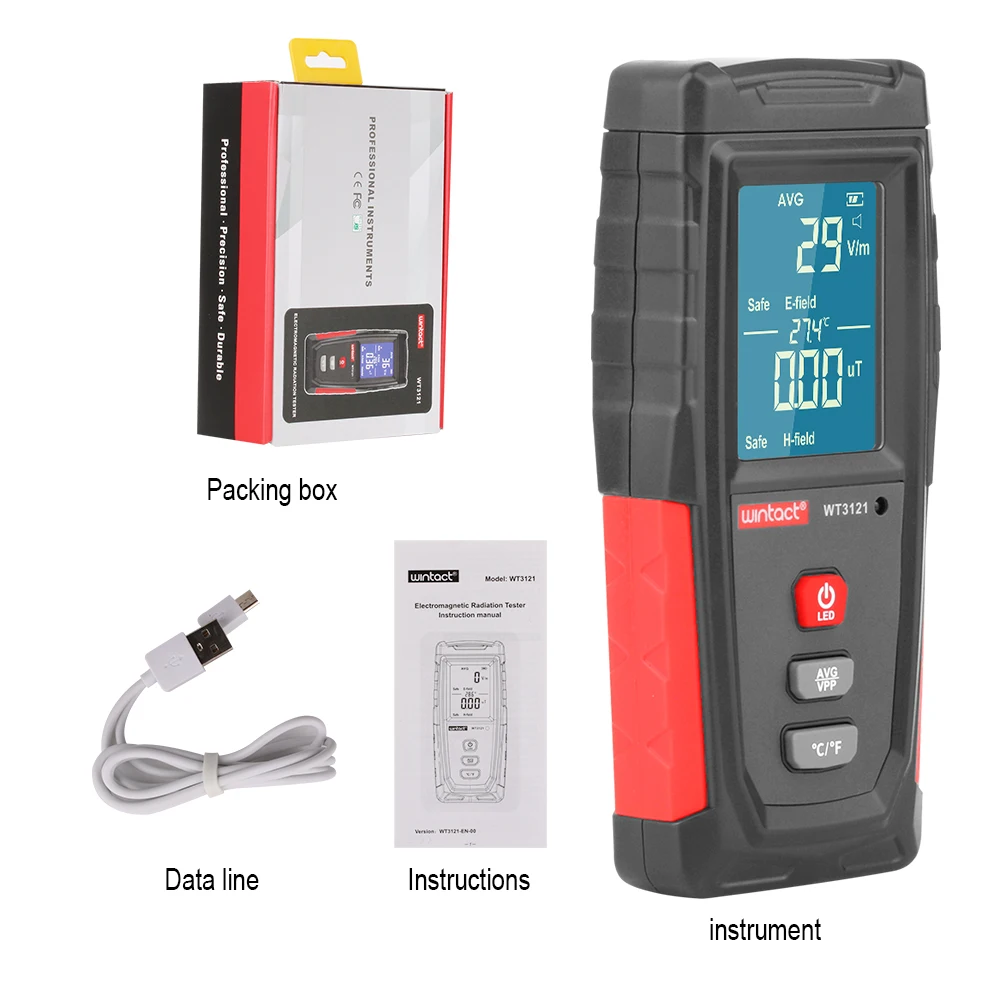 RZ Electromagnetic Field Radiation Detector Tester EMF Meter Portable Indicator Buzzer alarm magnetic Radiation survey meter