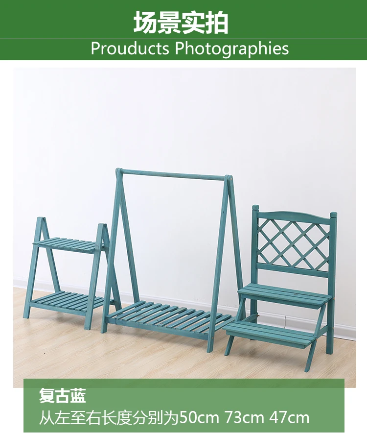 Two Multi-storey Flower Rack Chlorophytum Green Laojia Suspension Woodiness Solid Wood Flower Rack Grid Balcony A Living Room