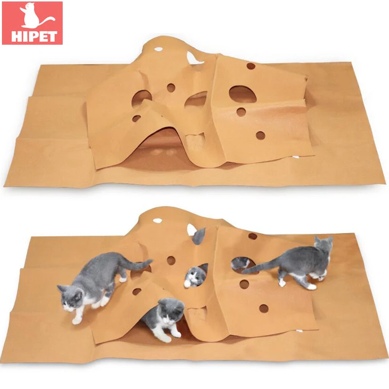 

Pet Cat Play Mat Small Cat Kitten Toys Training Holed Blanket Hide and Seek Scratch Mat Washable Cats Carpet Hiding House