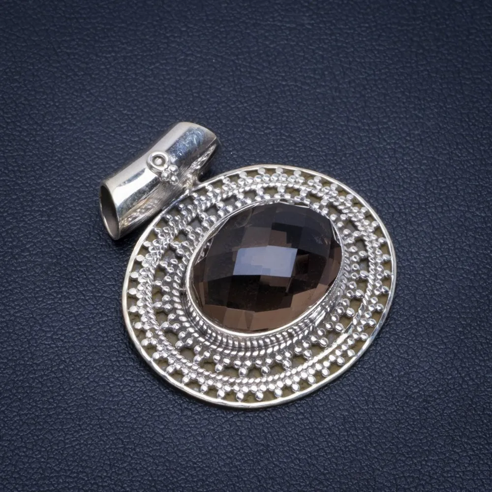 

Natural Smoky Quartz Handmade Unique 925 Sterling Silver Pendant 1.25" B3106