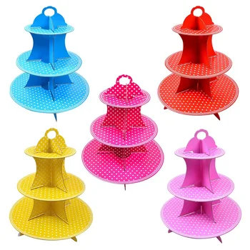 

Foldable Disposable Triple Layer Party Cake Stand Paper Birthday Paper Afternoon Tea Wedding Plates Party Tableware Cake Stand
