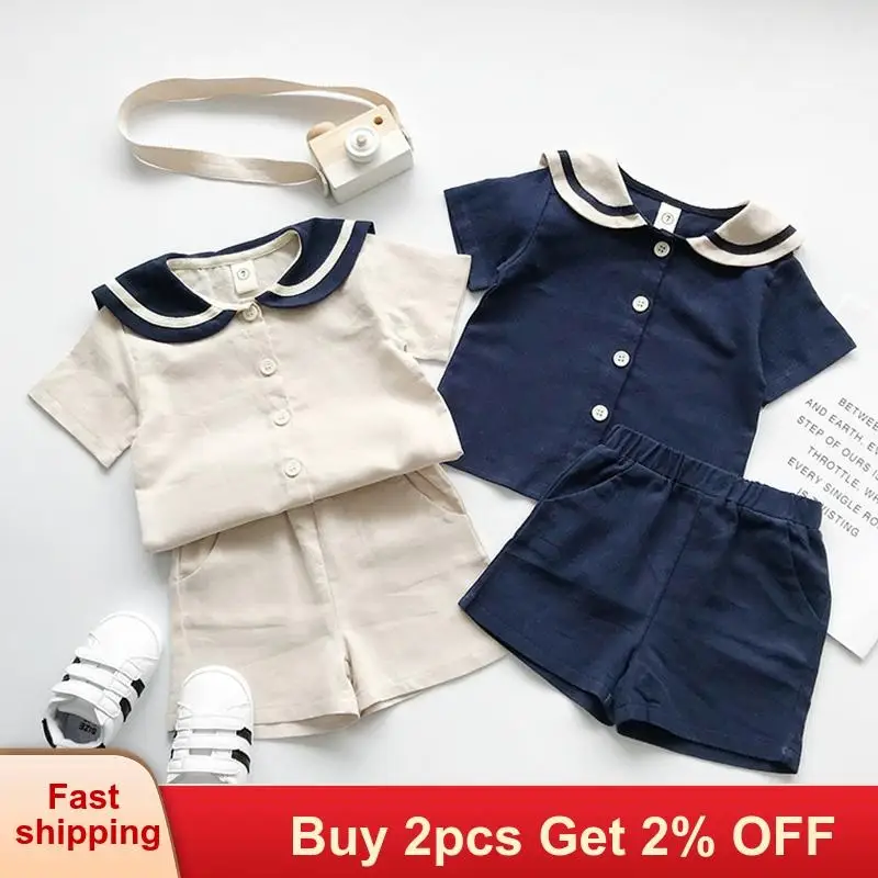 Детская одежда летняя для детей новые детские хлопковые шорты темно-синего цвета