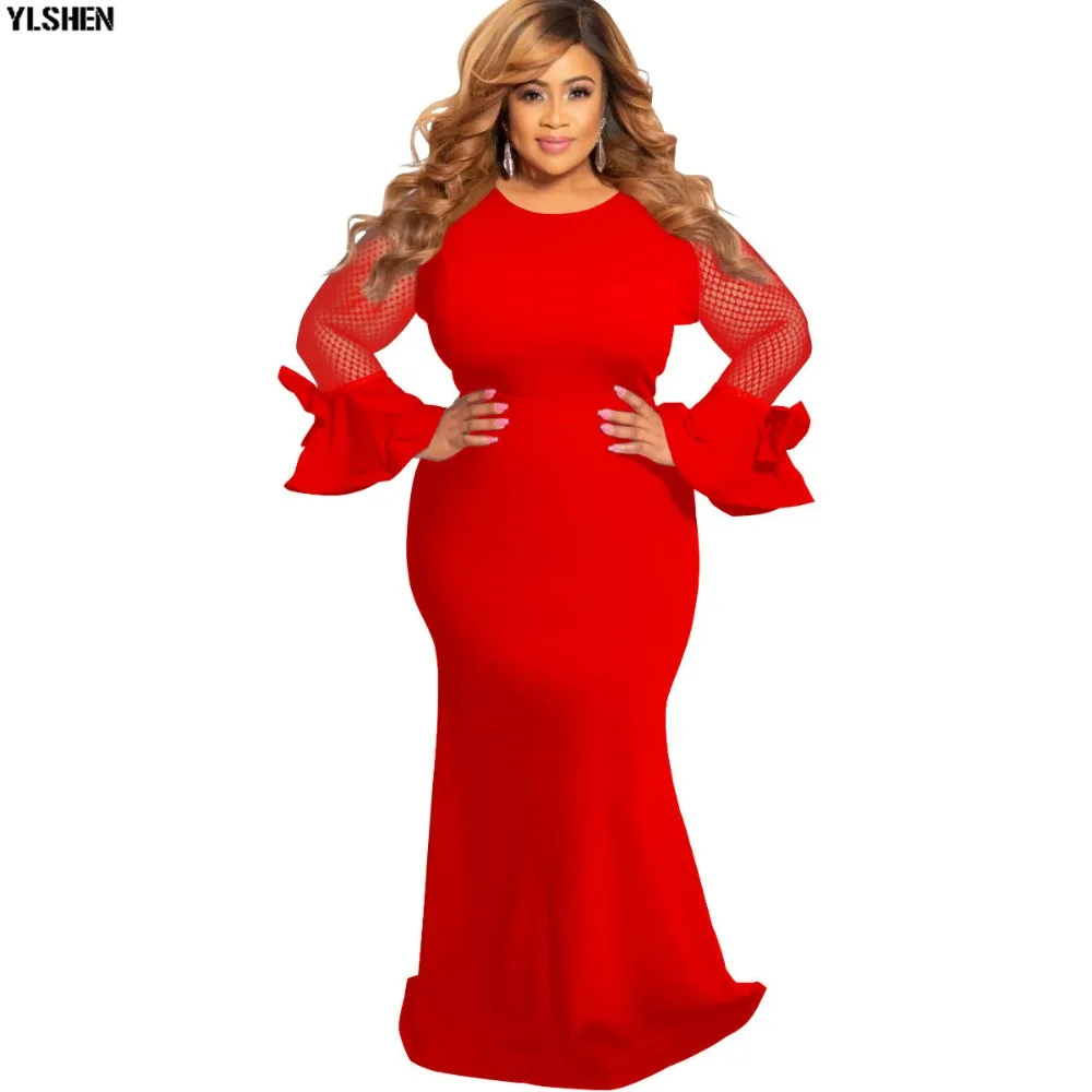 M-5XL African Dresses for Women Dashiki Slim African Clothes Autumn Super Elastic Long Sleeve Africa Clothing Long Maxi Dress 04
