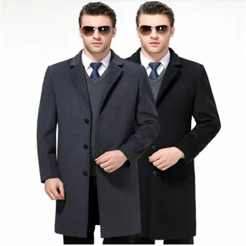 

Jackets Casual Mens Wool Blend Suit Collar Coats Full Winter For Male Wool Long Overcoat Cashmere 3XL 4XL