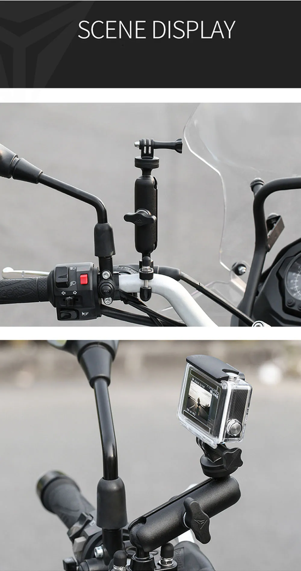 ACCNIC мотоцикл велосипедный руль камера крепление рельса для Gopro Hero SJCAM Yi контур Микро карта держатель камеры для Canon Nikon