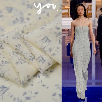 

Forget Worry Grass Fresh Beautiful Style Silk Jianhong Crepe Resistant Drape Fabric