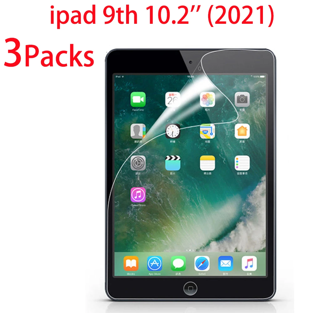 3 Packs PET Soft Film For Apple iPad 10.2 2021 9th Generation Screen Protectors Protective Film A2603 A2604 Tablet Soft Film tablet back stickers