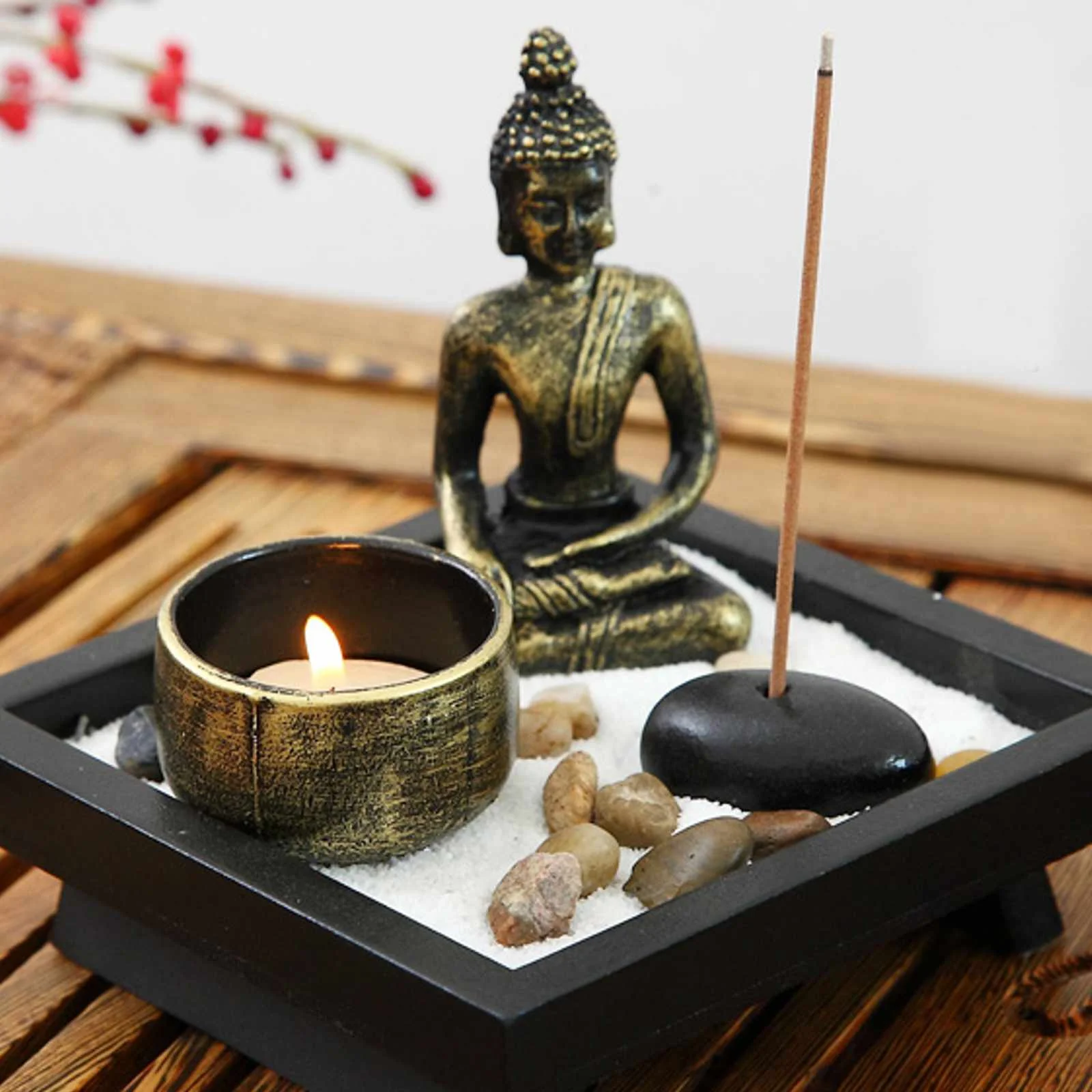 Ceramic Tower Incense Burner Holder Zen Garden Sand Table Decor Home Buddhism 
