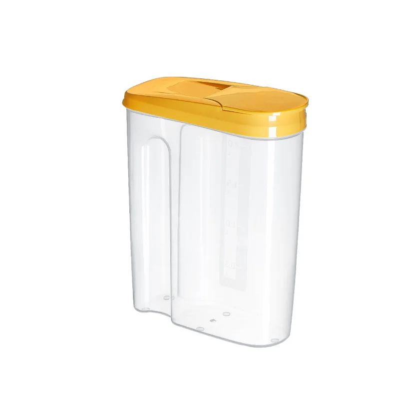 Коробка для хранения пищевых продуктов, прозрачный контейнер, набор с Pour, кухонные крышки, герметичные пищевые закуски, сухофрукты, зерна, резервуар для хранения зерновых коробок - Цвет: yellowL