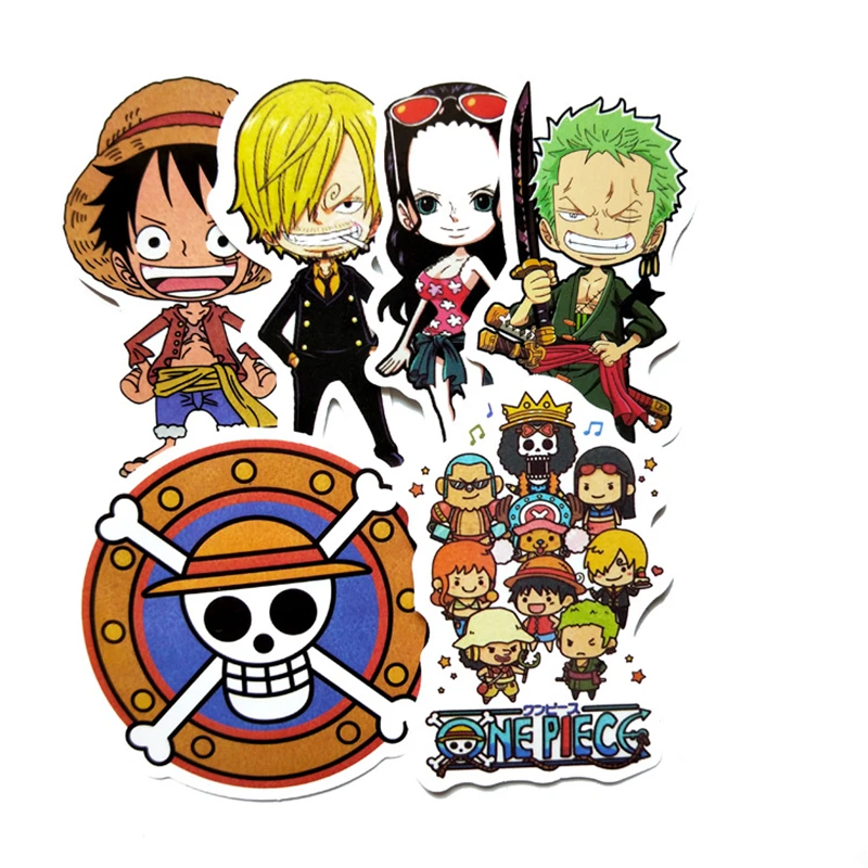 6 шт. в упаковке Аниме one piece стикер s водонепроницаемый ПВХ скейтборд багаж мотоцикл ноутбук гитара скрапбук забавные детские игрушечные этикетки