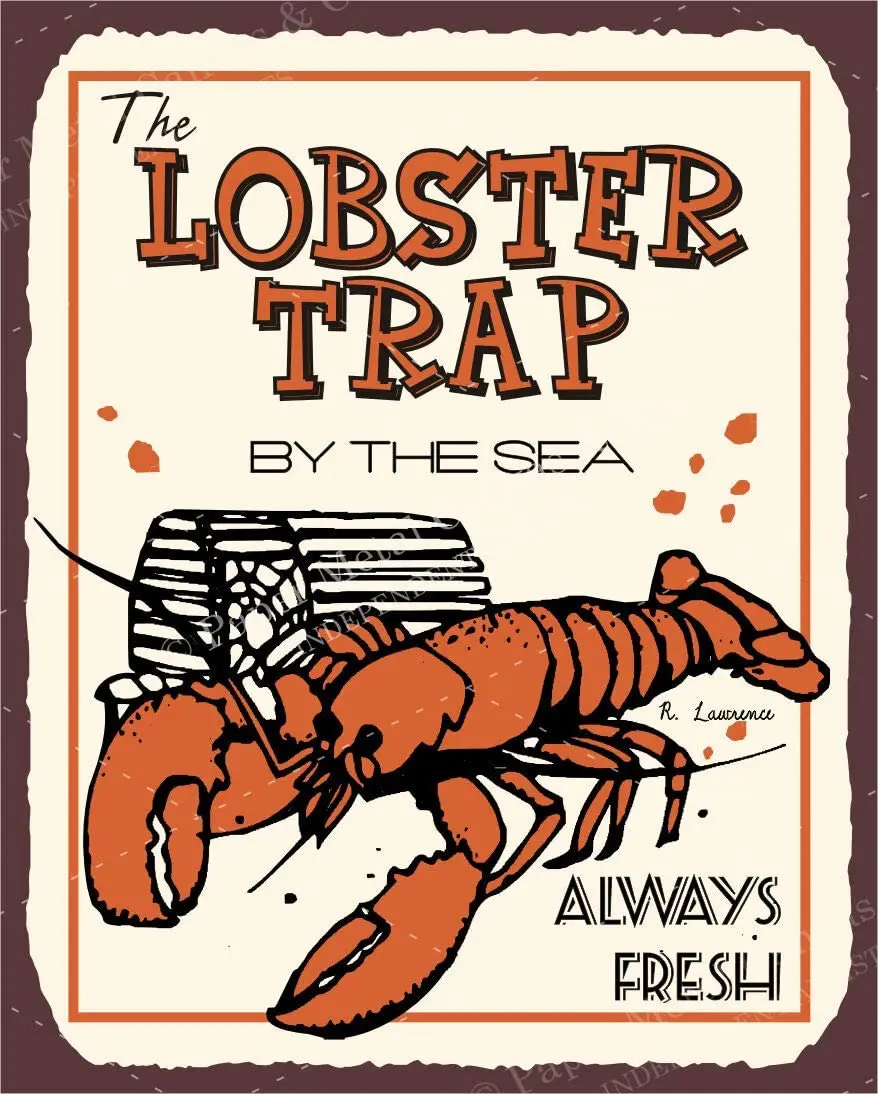 

ZMKDLL Vintage Style Lobster Trap Vintage Metal Art Beach Seafood Retro Tin Sign Home Wall Decoration Retro Mural Dimensions