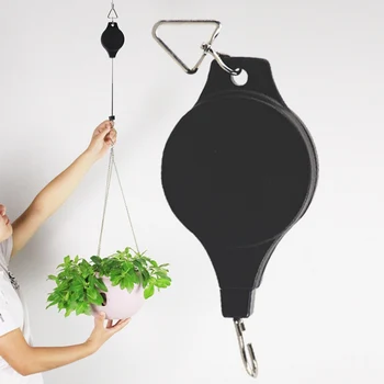 

Retractable Garden Pulley Basket Pull Down For Home Garden Flowerpot Hook Hanging Hanger Plant Pot Hooks Planter Plastic Holder/