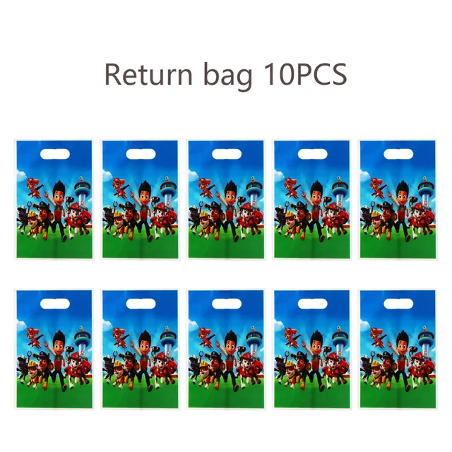 Paw Patrol Birthday Party Balloons Toy Birthday Banner For Kids Boys Girls Party Decoration Paper Cup Plate Tableware Supplies 10PCS Gift bag
