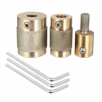 

3Pcs Grinder Head 1 Inch 3/4 Inch 1/4 Inch Brass Core Standard Grit Stained Glass Grinder Bit Head for Glass Stone