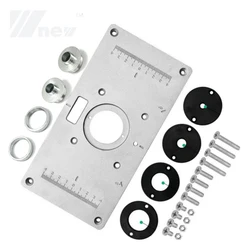 700C Aluminum Router Table Insert Plate w/ Bushing Sleeve for Woodworking Benches Wood Router Trimmer Engraving Machine