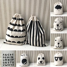 

Animal Striped Pattern Cotton Large Laundry Bag Drawstring Bundle Dirty Clothes Laundry Basket Bucket Organizer Pouch 46*42cm