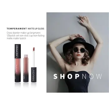 

LANGMANNI 12Pcs Matte Lip Gloss Makeup Set for Girls Women Waterproof Long-Lasting Moisturizing Cosmetic Lipsticks
