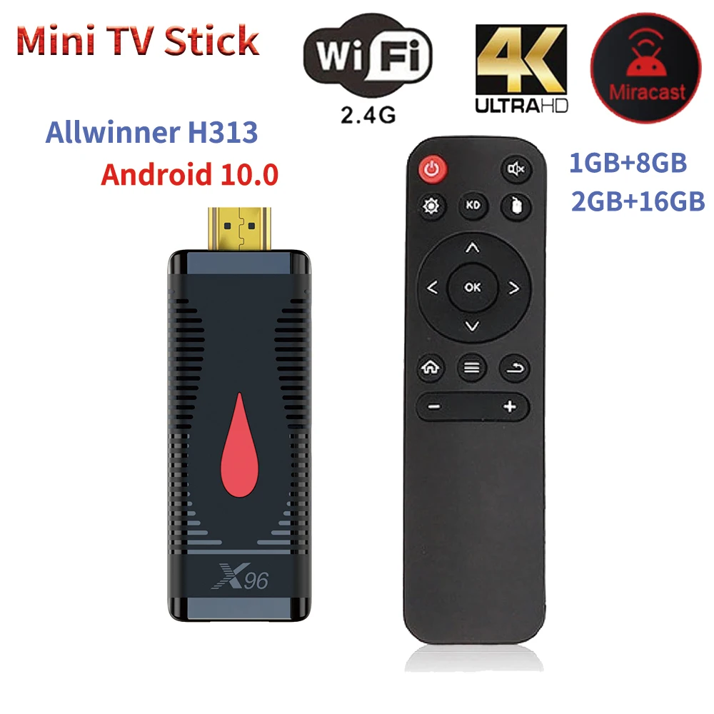 X96 S400 Smart TV Stick Android 10 Allwinner H313 2.4G Wifi 1080P 2GB 16GB 4K 60fps TV Dongle Google Youtube Media Player TV Box