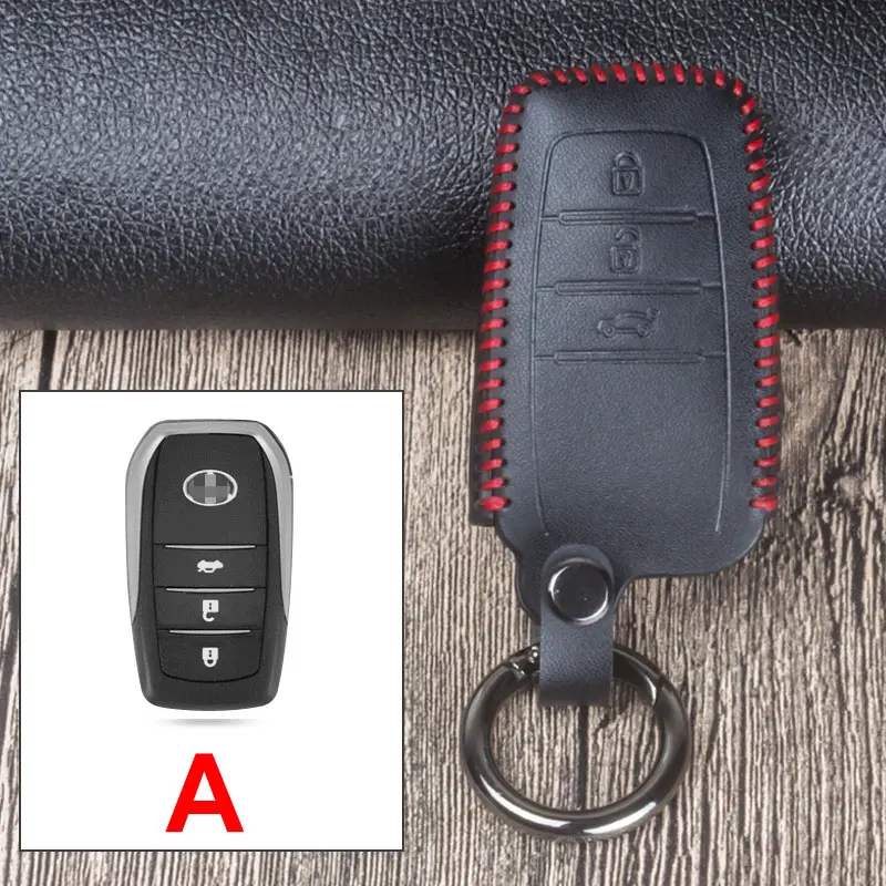 A Red Кожаный чехол для ключей автомобиля для Toyota Corolla Avensis Verso Camry Yaris Auris Aygo Scion Hilux Fortuner Land Cruiser TC IM - Название цвета: A Red