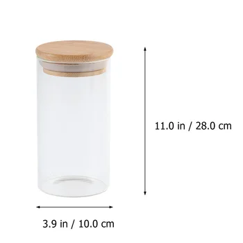 

1pc Glass Tea Storage Jar Kitchen Sealed Container with Bamboo Lid