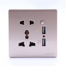 Настенное электрическое 10А универсальное гнездо для лицевой панели двойной 2 USB розетки порты переключатель для мобильного телефона Зарядка электрическая розетка