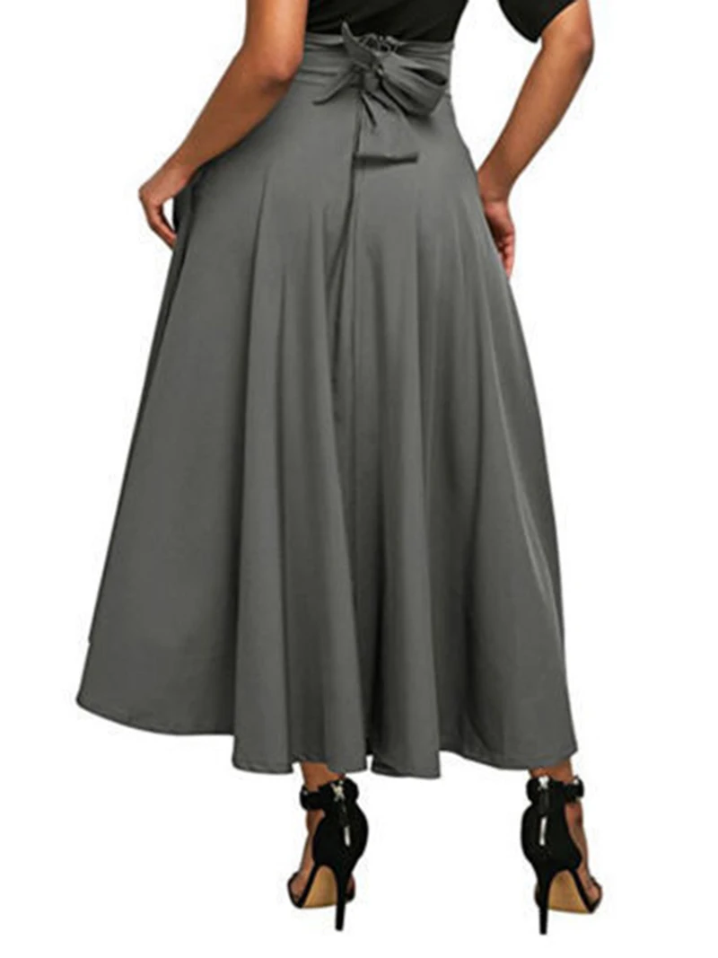 Длинная женская юбка, модные летние женские юбки с завязками на талии, элегантные вечерние плиссированные юбки трапециевидной формы CDR1470