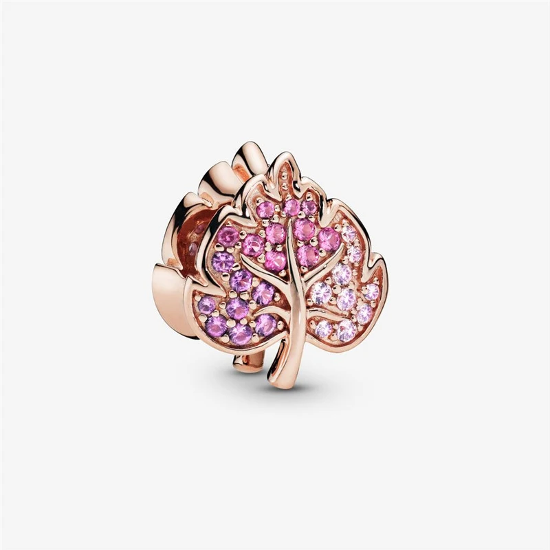 

Mixed Color Stones Pave Leaf Charm Beads for Jewelry Making Rose Golden Jewelry Crystal Beads for Charms Bracelets 2019 Autumn