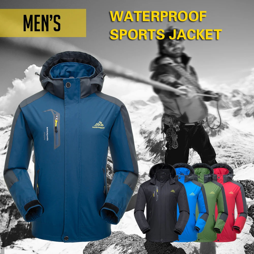 

Lixada Waterproof Jacket Windproof Raincoat Sportswear Outdoor Hiking Traveling Cycling Sports Detachable Hooded Coat for Men