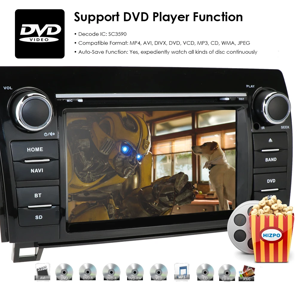 Best Android 9.0 Car DVD Player For Toyota Tundra 2007-2013/Toyota Sequoia(2008-2014)Stereo 4G WIFI DAB+SWC RDS DVBT GPS Navi RAM 2GB 19