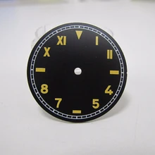 Аксессуары для часов, 37,5 мм Мужские механические часы с зеленым/желтым циферблатом, сочетающиеся с механизмом ETA 649