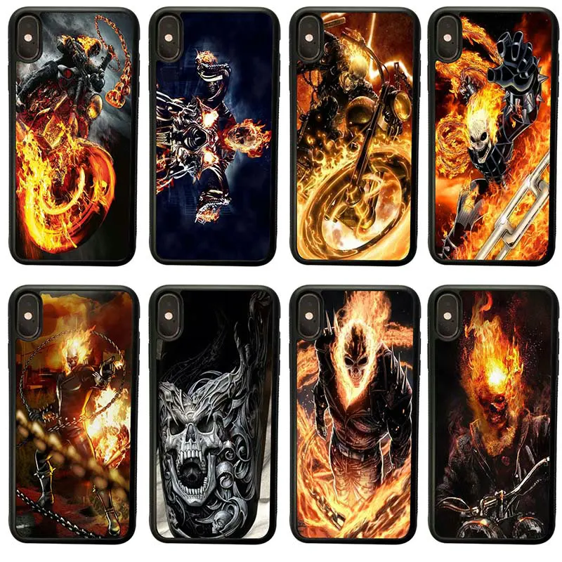 Hot Sale Biker Ghost Rider Mobile Phone Bag 5.8 inches Black Back Cover Soft Shell for iphone X XS Case in Fitted Cases | Мобильные