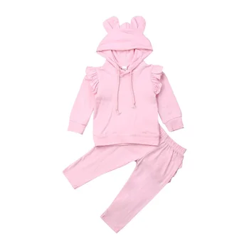 

US STOCK 2PCS Kids Baby boys/Girls hooded coat +Ruffle pants outfits&set kid Clothing