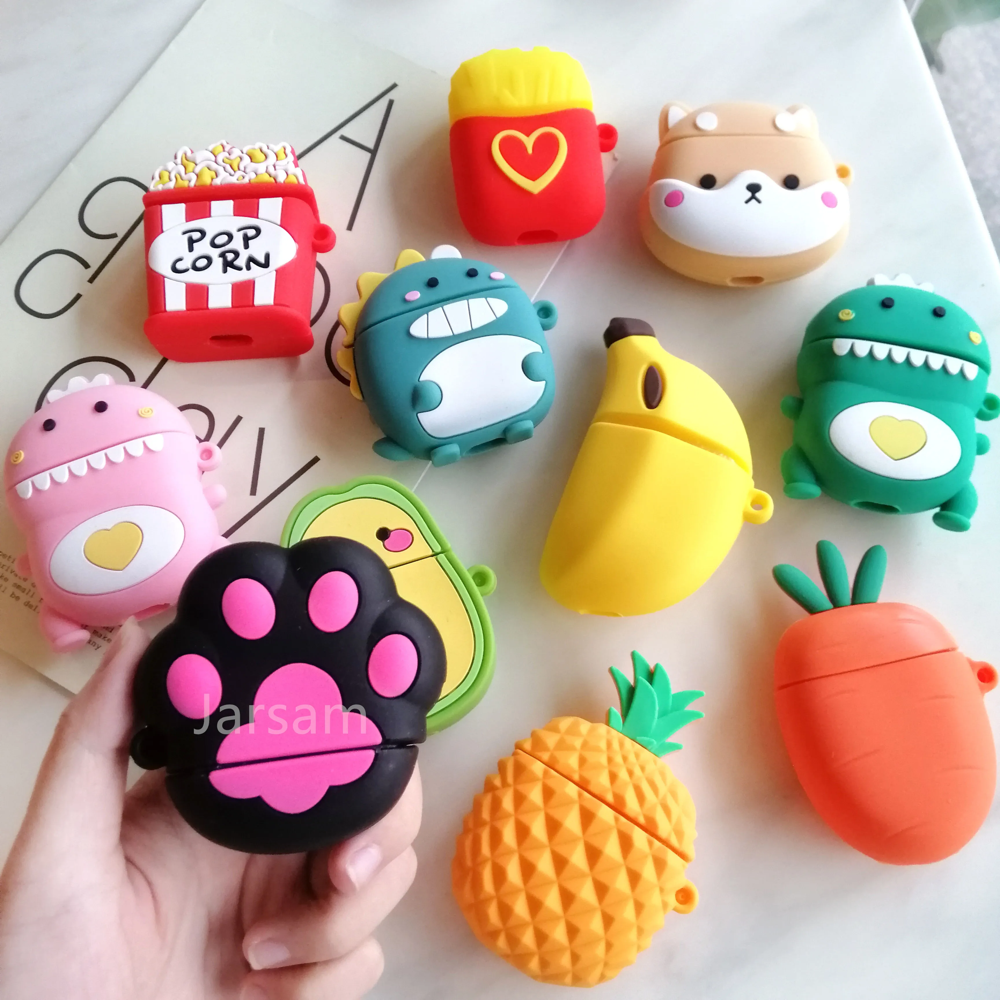 Creativity Cartoon funny cute silicone Case For Airpods 2 1 cover For Air pods 1 2 Case Wireless charging soft Cover Box