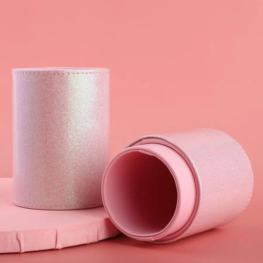 Наборы инструментов для макияжа из искусственной кожи, портативные Кисти для макияжа, цилиндрический держатель, косметический Органайзер, чехол, контейнер для хранения(без пряжки