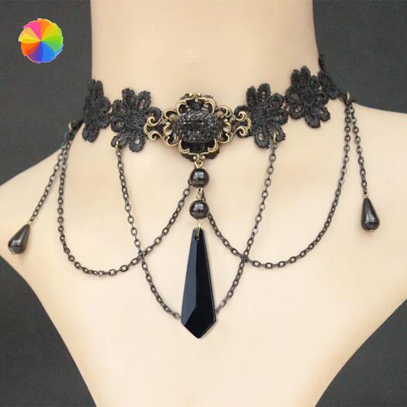 Готическая татуировка кружевное ожерелье подвеска винтажное свадебное
