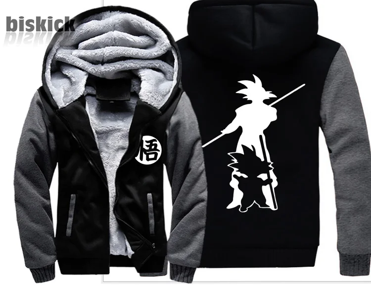 Модная одежда Goku Saiyan с золотым принтом для мужчин wo Мужская теплая Толстая куртка зимняя теплая бархатная Толстовка Топ толстовки