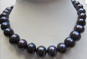 

18 INCH HUGE REAL 10-11MM SOUTH SEA BLACK PEARL NECKLACE 14K GOLD CLASP