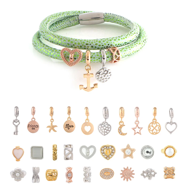 40 см из натуральной кожи двойной слой браслет набор с 4 шт случайный стиль DIY Подвески случайный отправить не допускается выбрать стиль