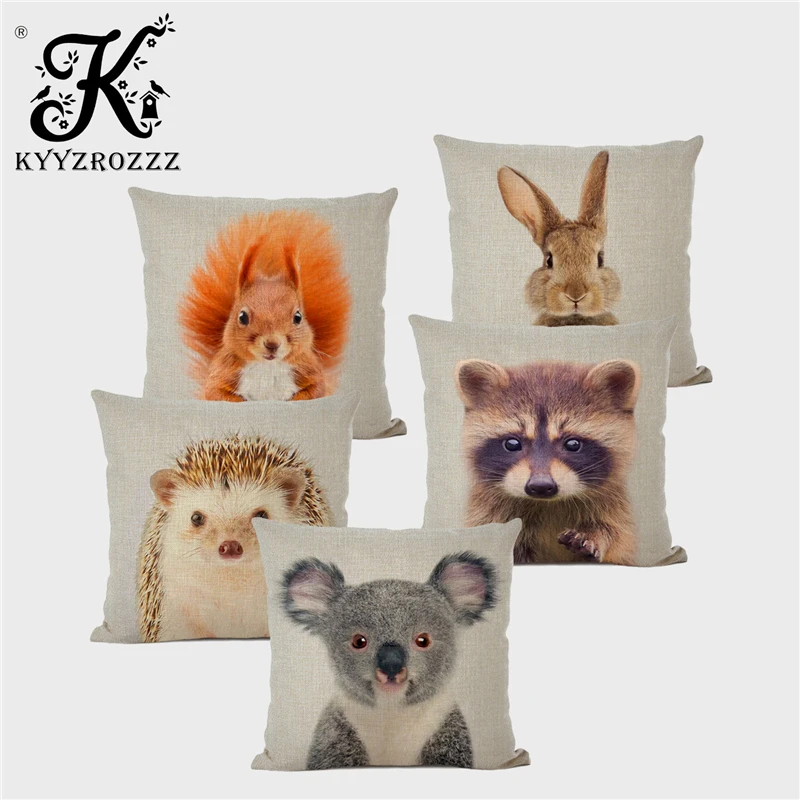 Cute Animal Decoration Cushion Cover Linen Home Custom Pillowcase Koala