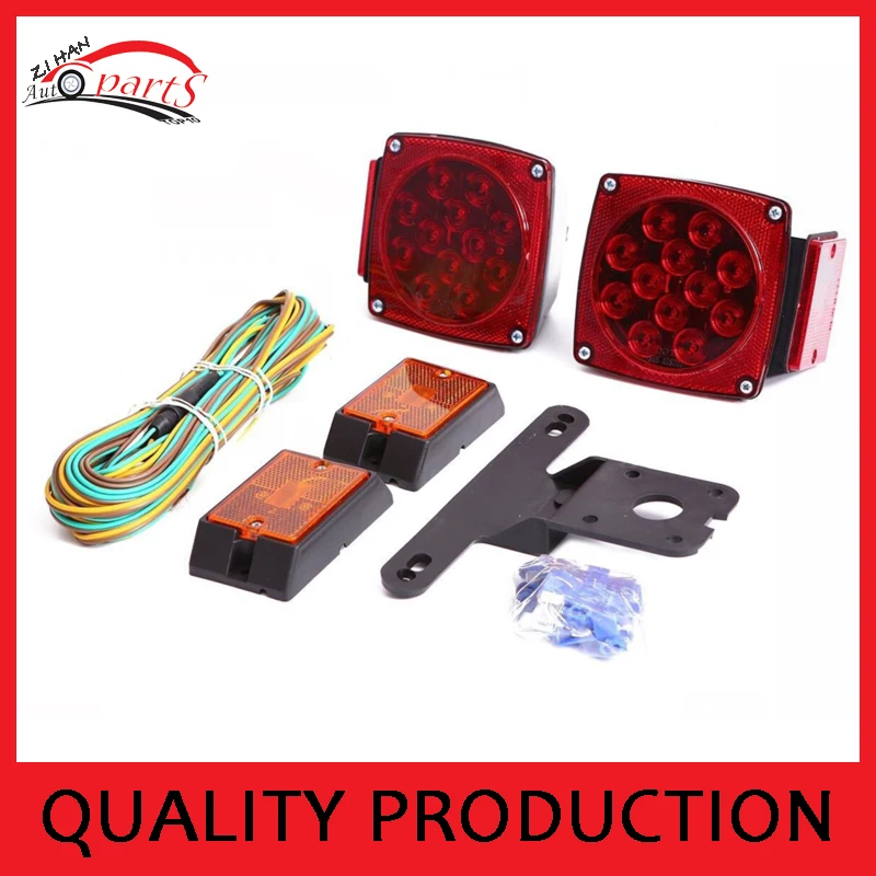 Square Trailer Lights Kit, Brake Stop Tail Running License Plate Led Light Lamp For 12v Camper