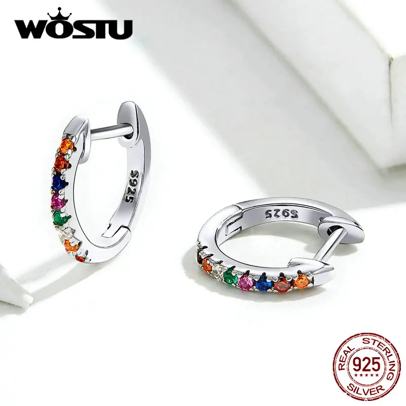 WOSTU настоящие 925 пробы Серебряные Красочные циркониевые серьги для женщин, ювелирные изделия для изготовления красочных жизненных сережек, ювелирные изделия BKE721