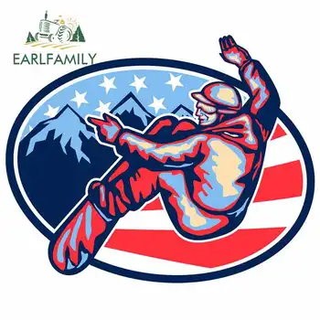 

EARLFAMILY 13cm x 10.5cm for American Snowboarder Jumping Snowboard Retro Personality Car Sticker Car Accessories Decals