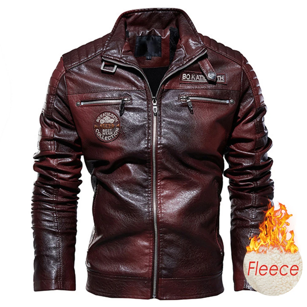 black leather jacket mens Men 2021 Autumn New Brand Casual Motor Distressed Leather Jacket Coat Men Winter Vintage Outwear Faux Leather Jackets Men big and tall leather jacket Casual Faux Leather