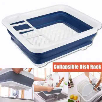 

4-IN-1 Multifunction Kitchen Collapsible Dish Drainer Rack Folding Bowl Drain Rack Tableware Holder Fruit Basket Organizer