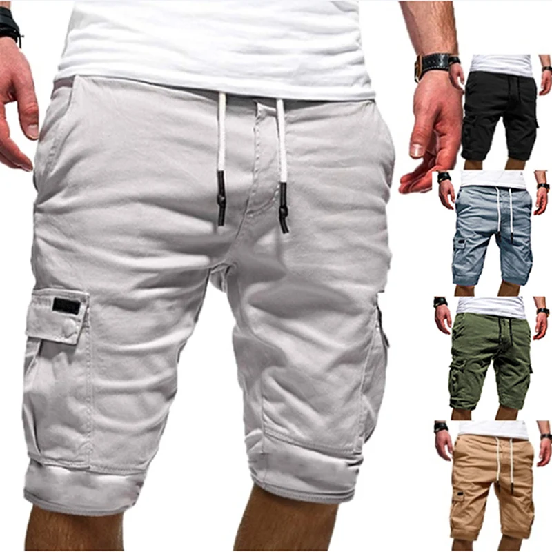 Pantalones cortos de trabajo para hombre, Bermudas verdes con Bolsillos y solapa, trabajo informal, estilo táctico del ejército, para verano, 2020