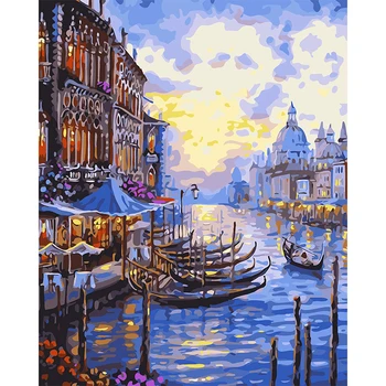 

Gondola Painting By Number Venice Scenery Oil Painting House Living Room Wall Decor Art DIY Digital Canvas Acrylic Painted 1098